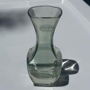 Royal Gallery Italy Smoky Green Glass Bud Vase 1998 Vintage Hourglass 5 Inch